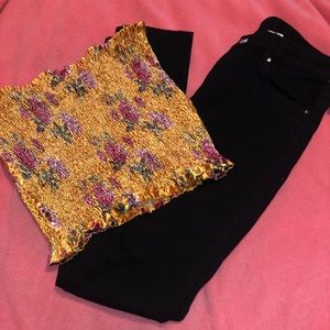 Fashion Nova tube top & h&m black skinny jeans